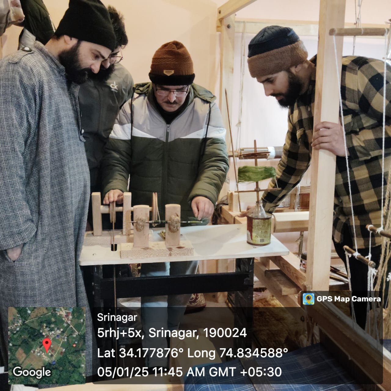 Hands on training on wool spinning and bobbin making using Table Top Paddle Operated Charkha
